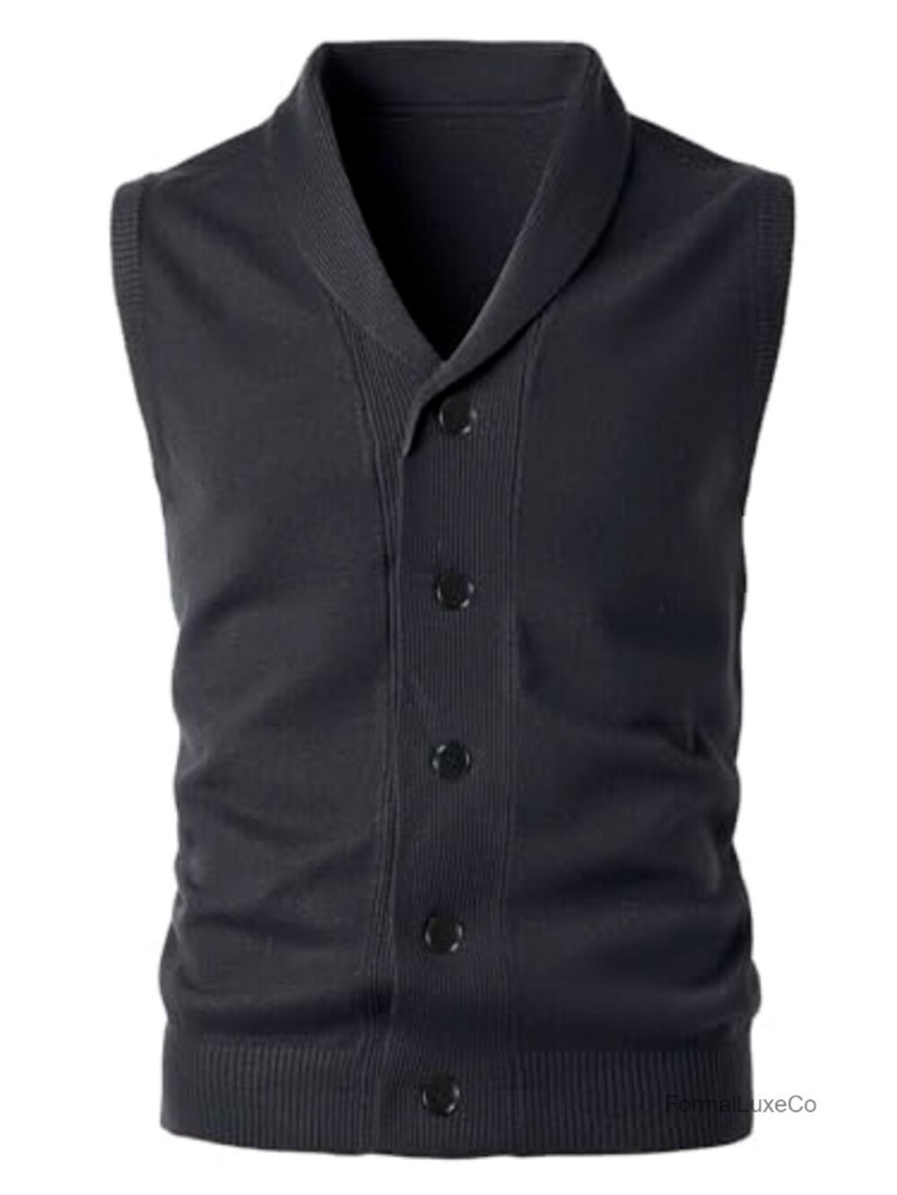 Men's Shawl Collar Button Front Sweater Vest Sleeveless Knitted Cardigan